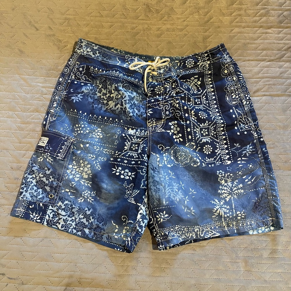 Polo Ralph Lauren swimwear trunks men’s size Large blue‎ pre-owned condition